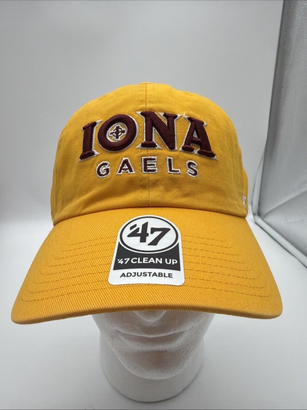 ‘47 Clean Up Iona Gaels University Yellow Unstructured Strapback Hat Cap OSFA